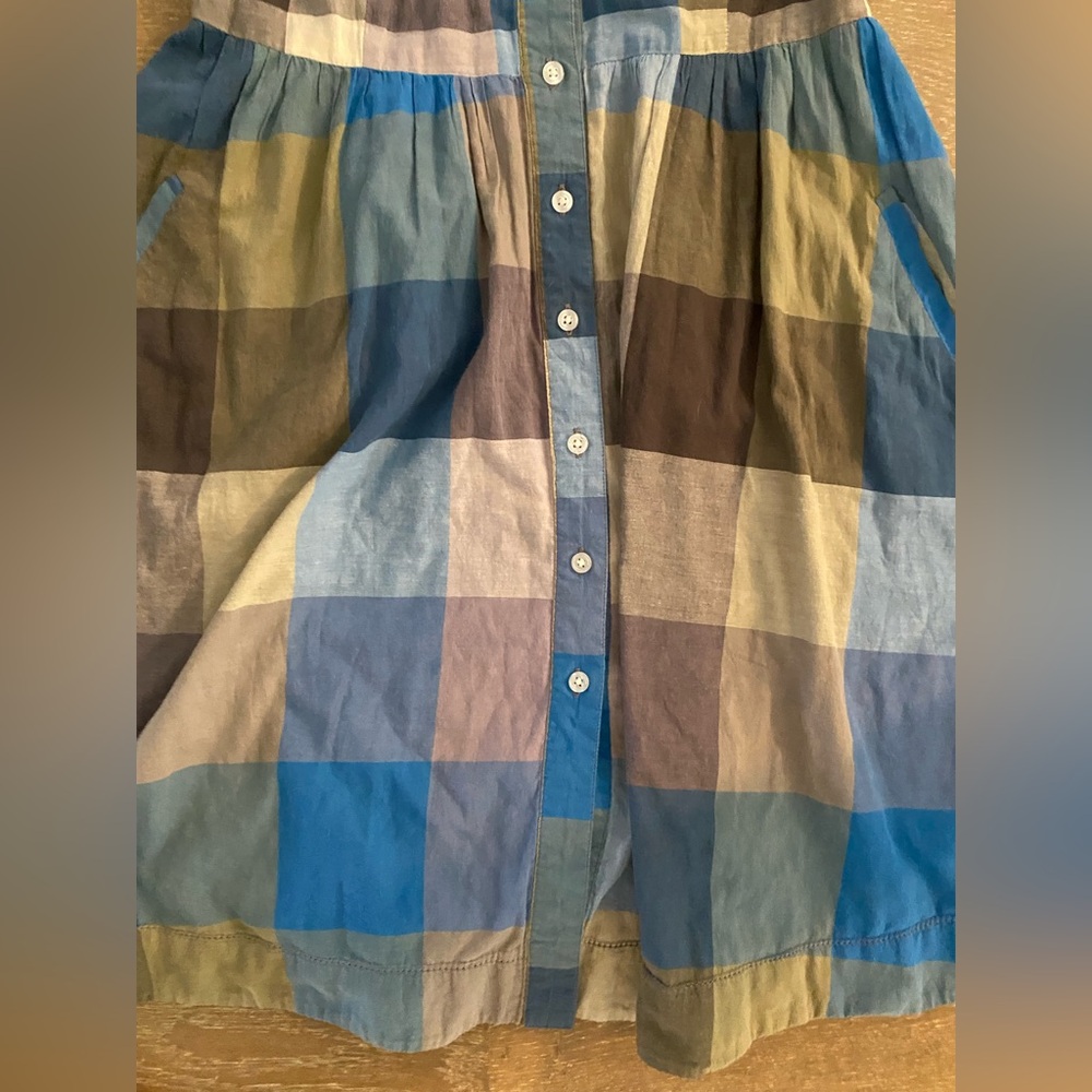 Anthropologie Vintage Retro Moulinette Soeurs Reed Blue Plaid Shirt Dress Pinup - Picture 5 of 8